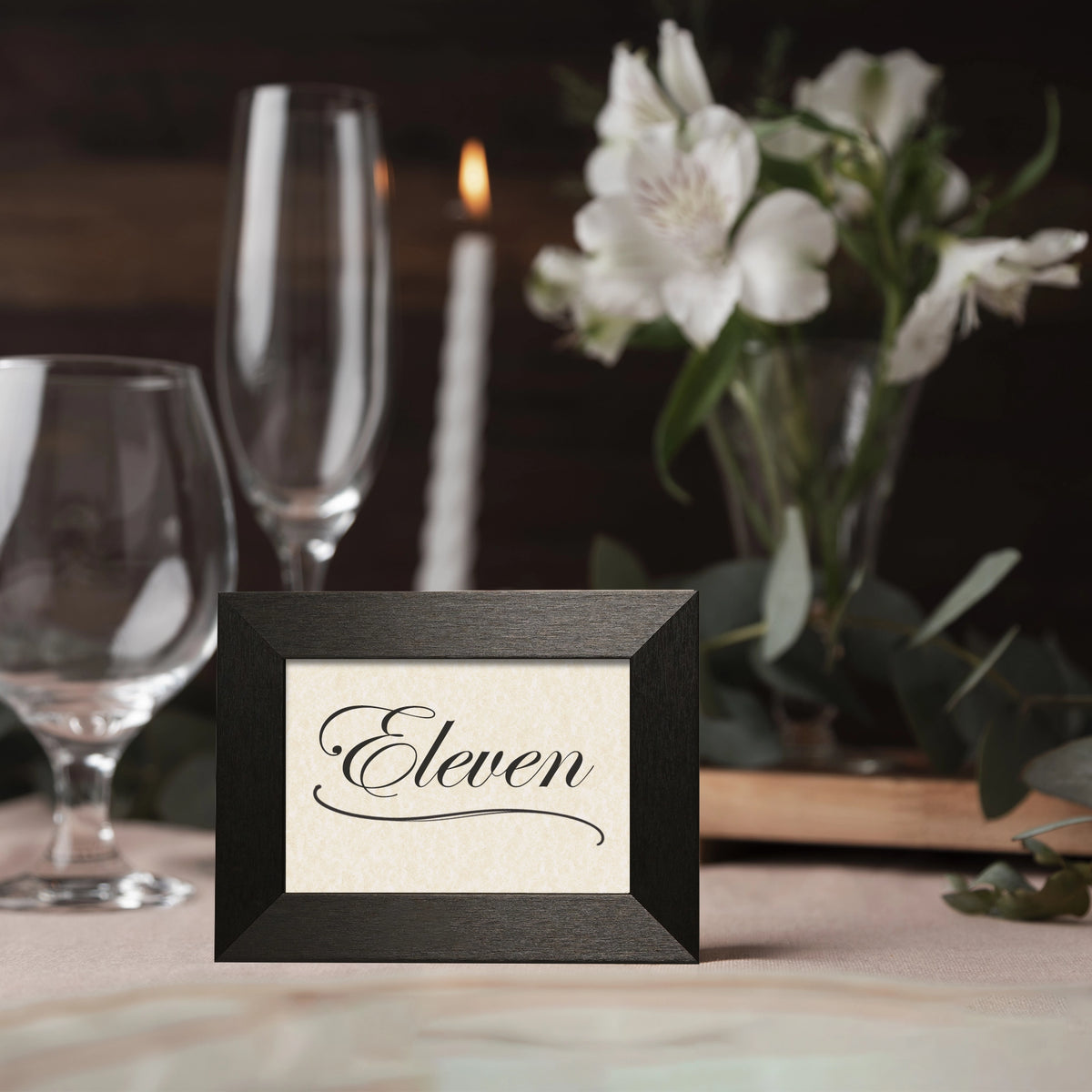 Aero Brushed Black Table Number Frame