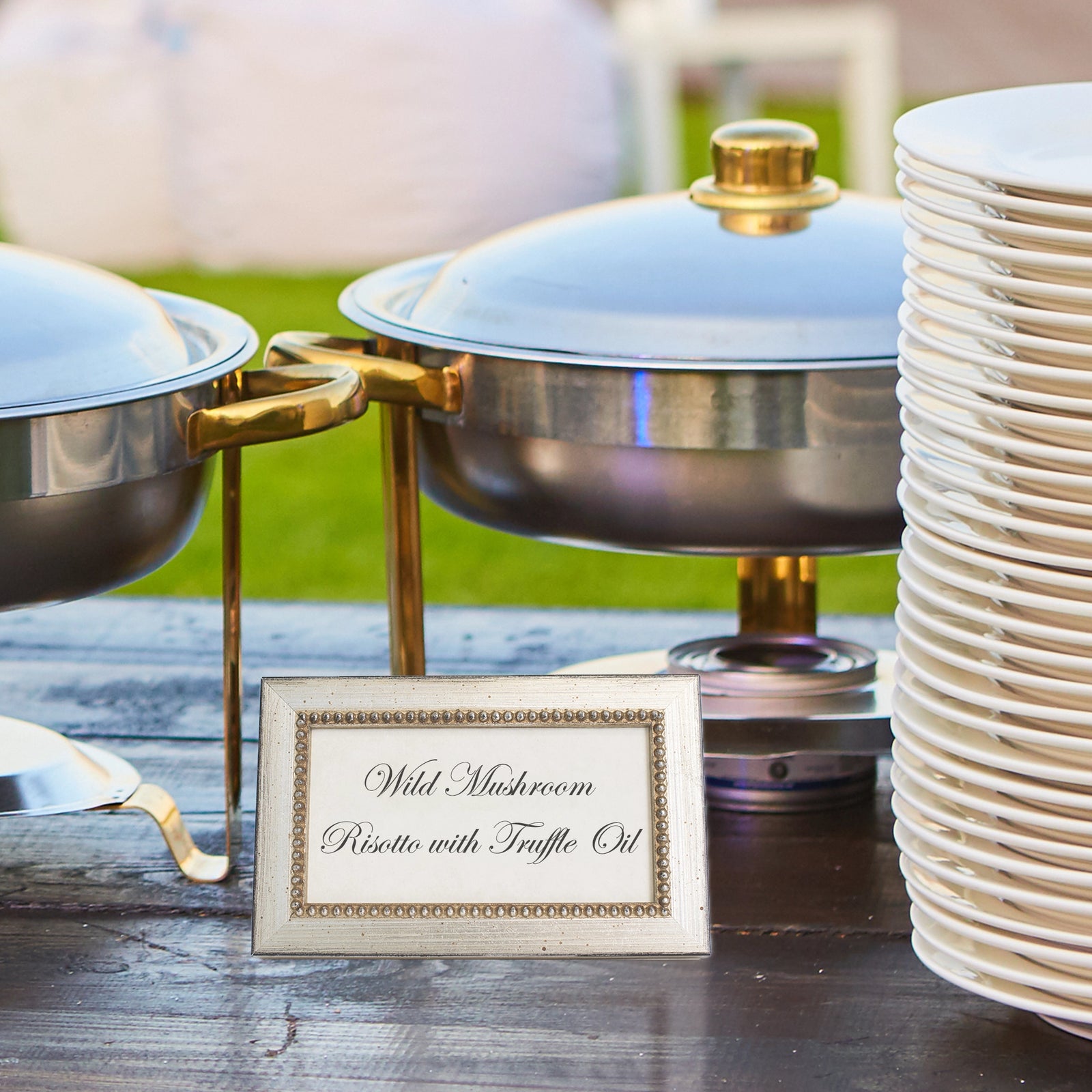 Versailles Beaded Wooden Buffet Sign Frame - Silver