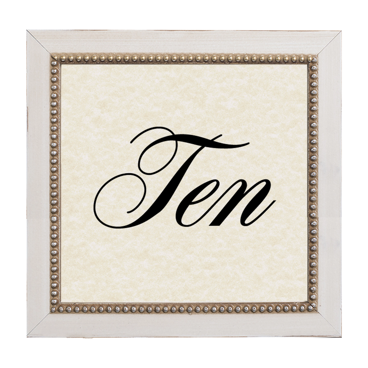 Versailles Beaded Wooden Table Number Frame - Cream