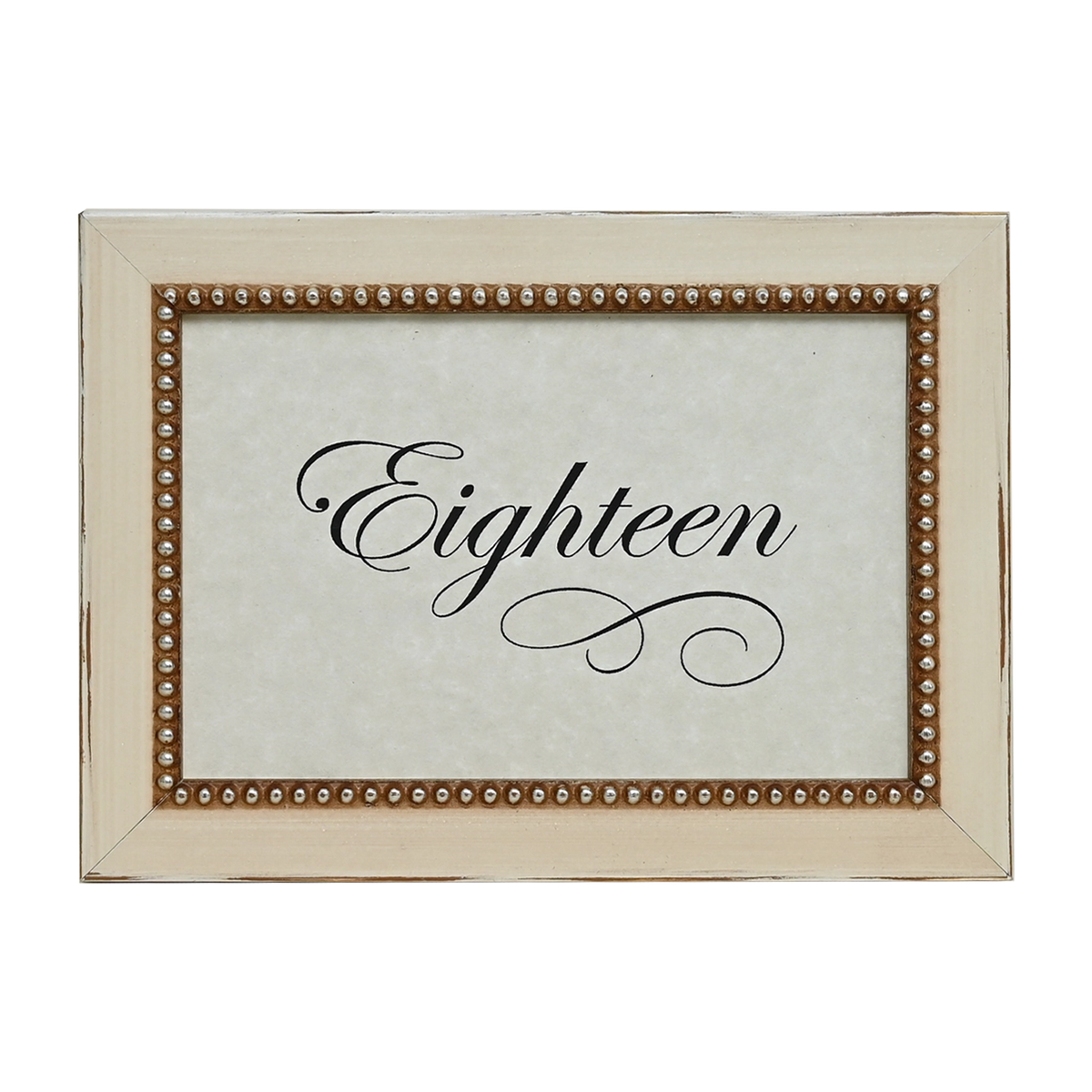 Versailles Beaded Wooden Table Number Frame - Cream