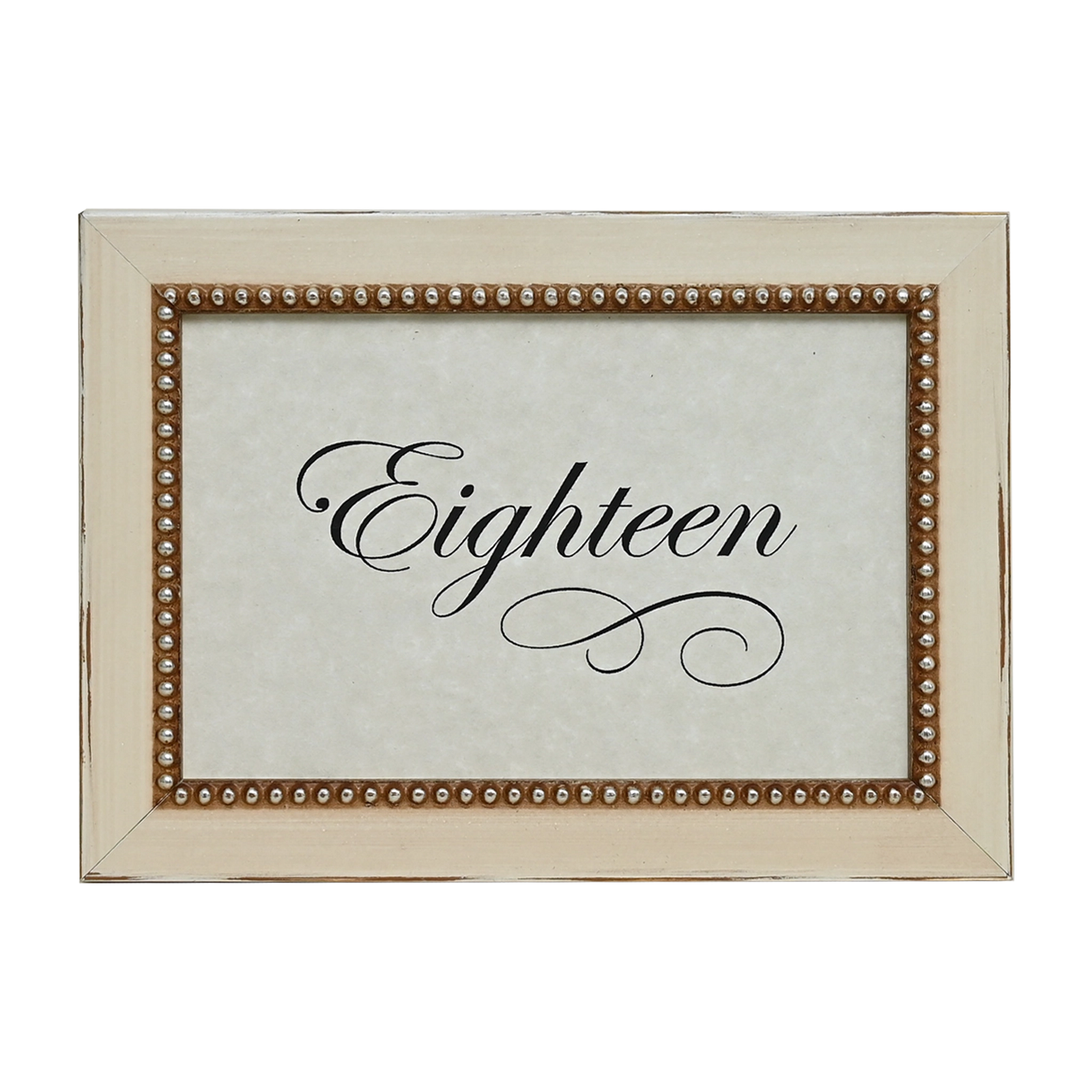 Versailles Beaded Wooden Table Number Frame - Cream