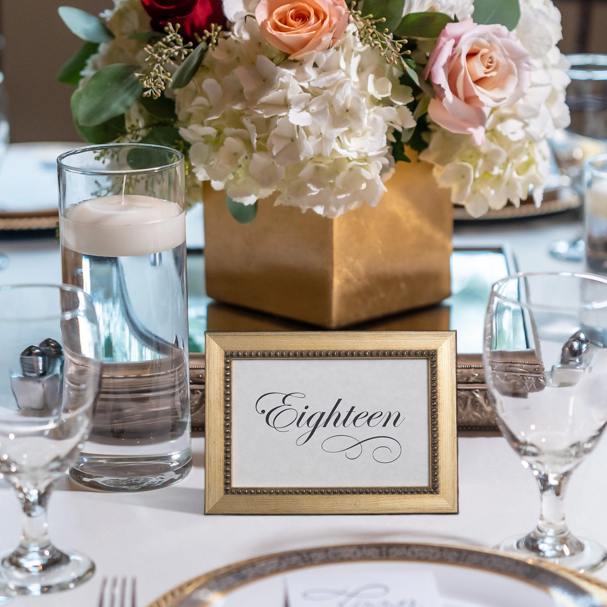 Versailles Beaded Wooden Table Number Frame - Gold