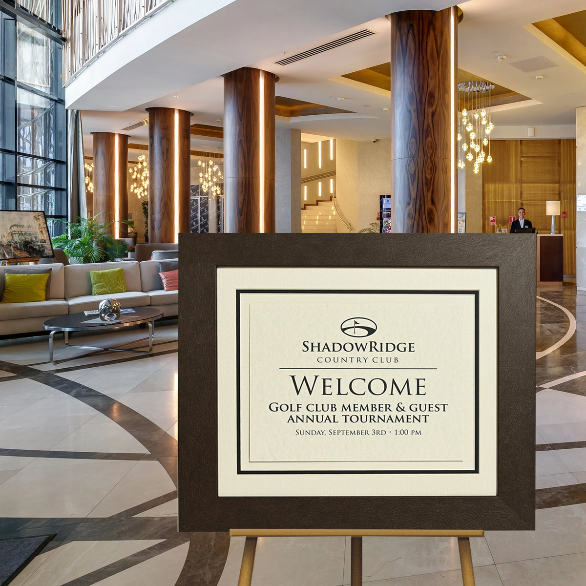 Buckingham Leather Directional Signage Front Loading Frame