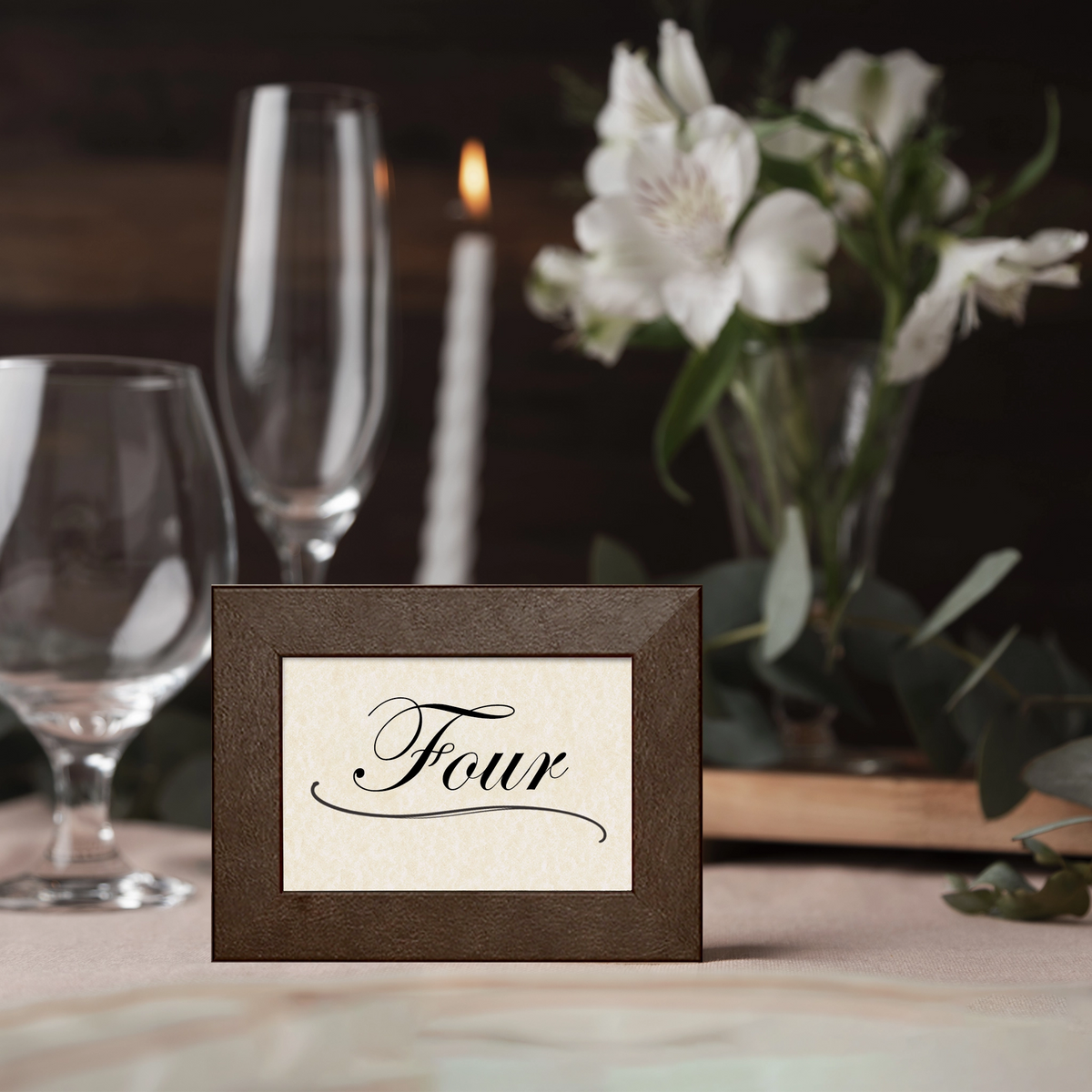 Buckingham Leather Table Number Frame