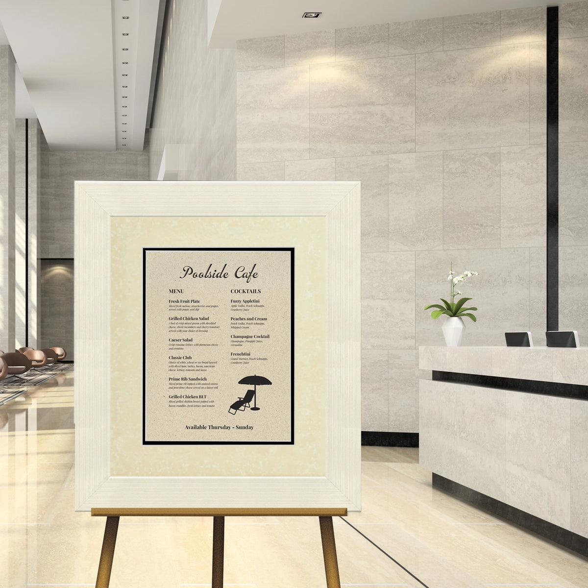 Coconut White Distressed Directional Sign Rear Loading Frame