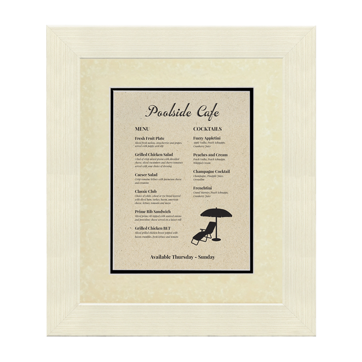 Coconut White Distressed Directional Sign Rear Loading Frame