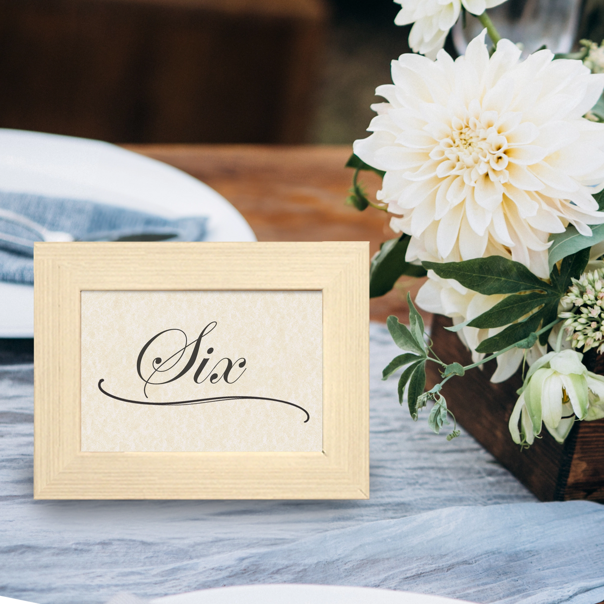 Coconut White table Number Frame