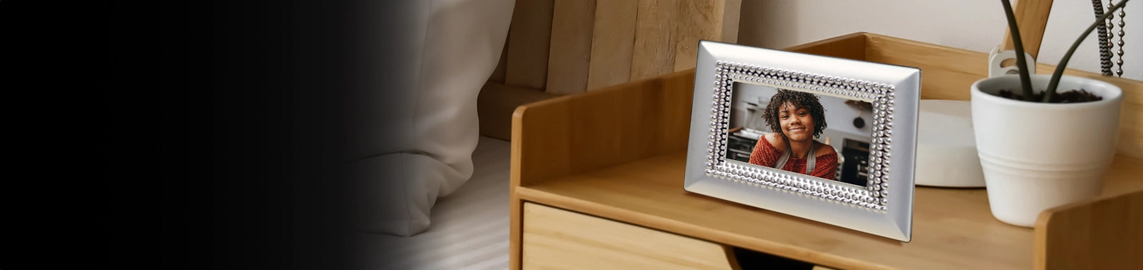 A San Tropez Small Frame on a nightstand