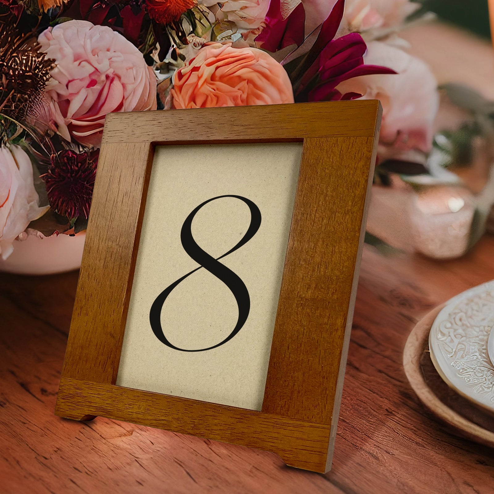 Shaker Wooden Table Number Frame - Brown