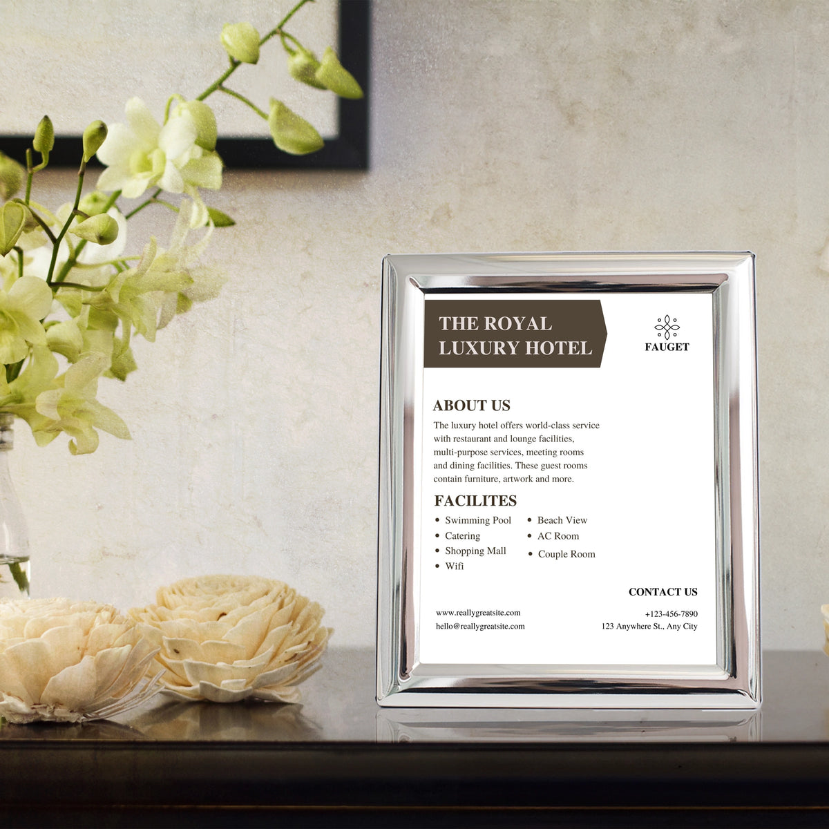 Tudor Polished Silver Information Frame