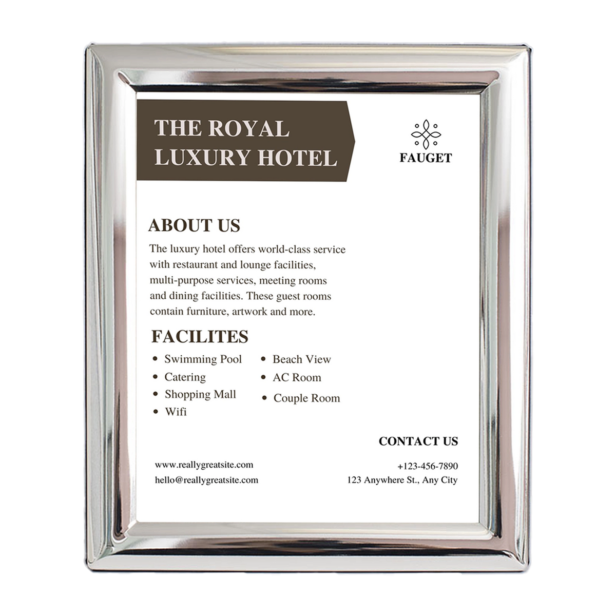 Tudor Polished Silver Information Frame