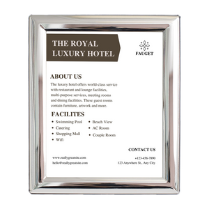 Information Frame Accessory Tudor Polished Silver Information Frame - Hospitality Frames