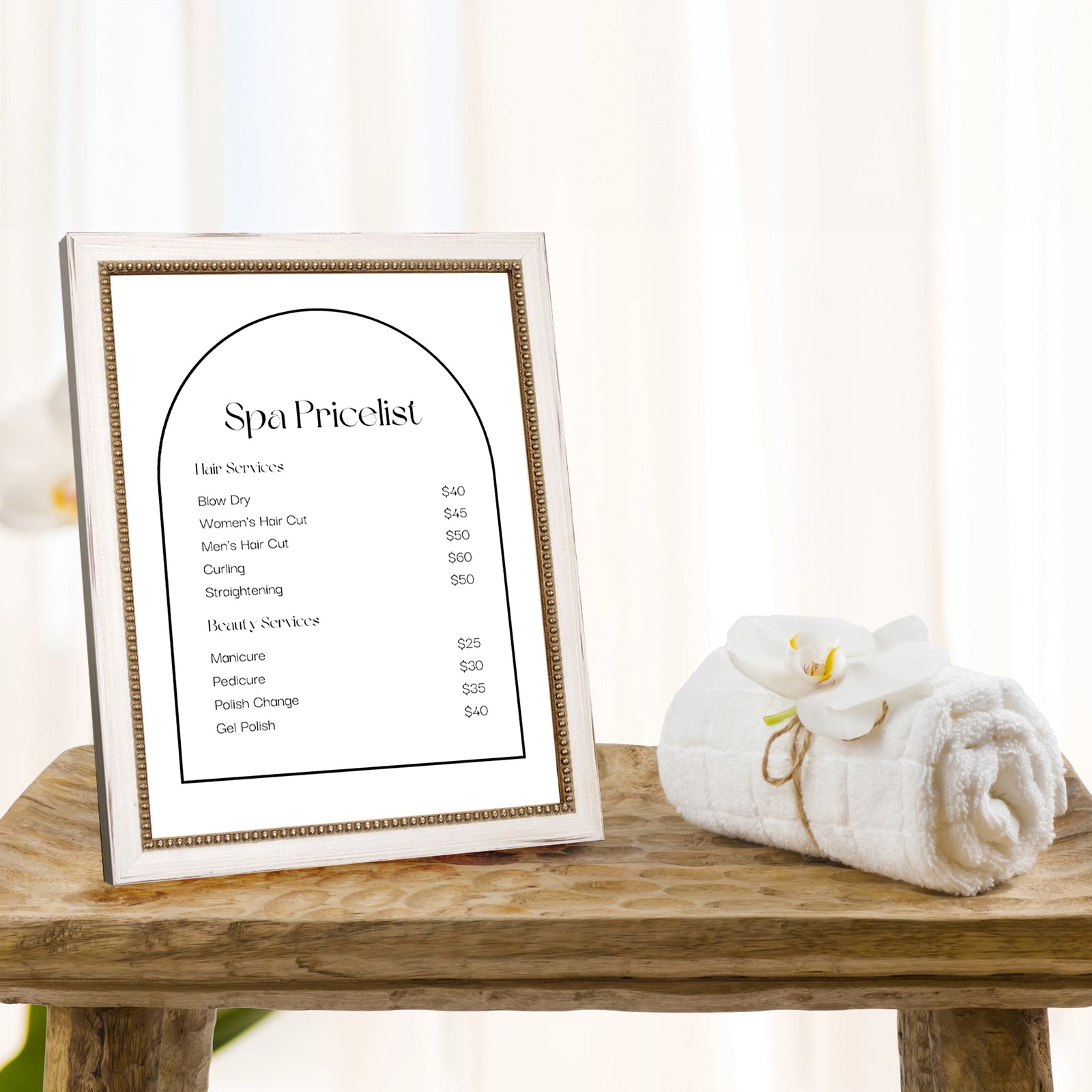 Versailles Beaded Wooden Information Frame - Cream