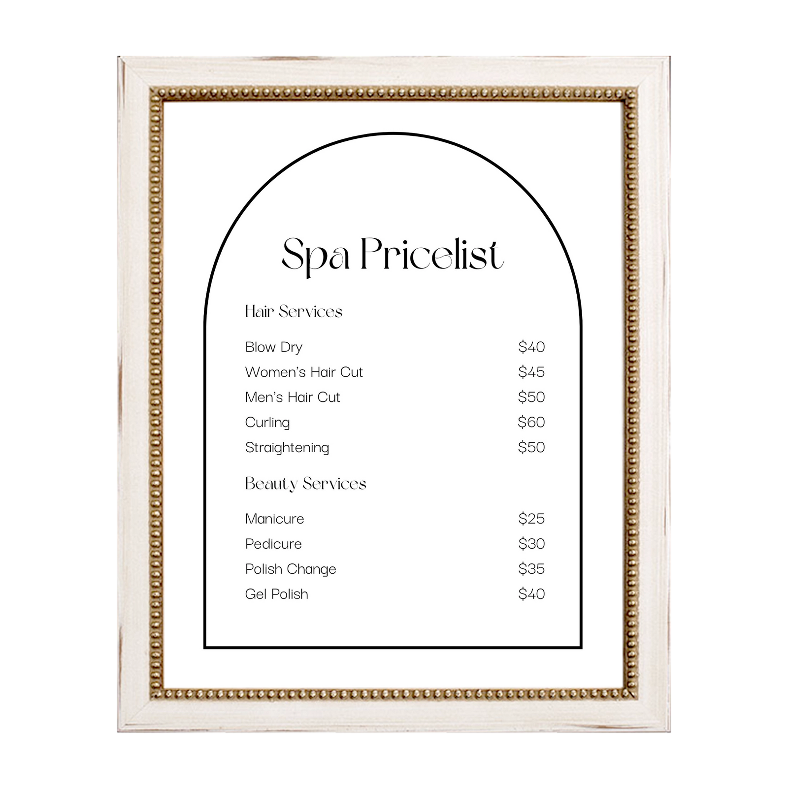 Versailles Beaded Wooden Information Frame - Cream