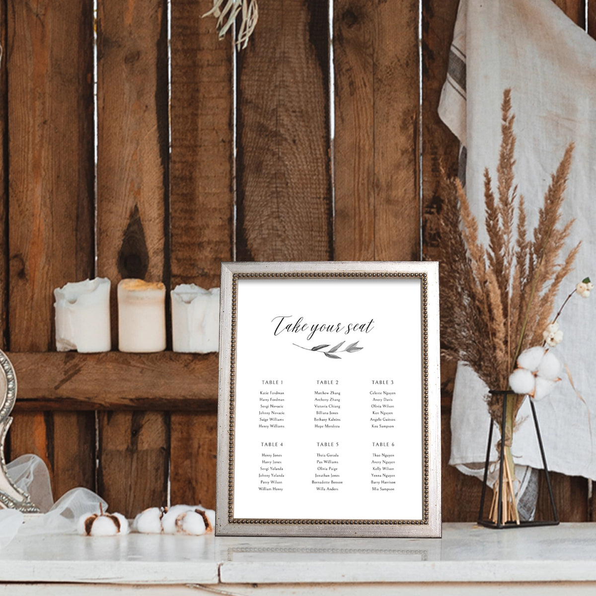 Versailles Beaded Wooden Information Frame - Silver