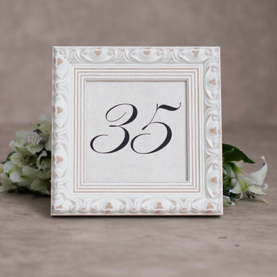 Vintage Wedding White Ornate Wooden Table Number Frame